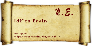 Mács Ervin névjegykártya
