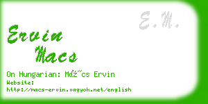 ervin macs business card